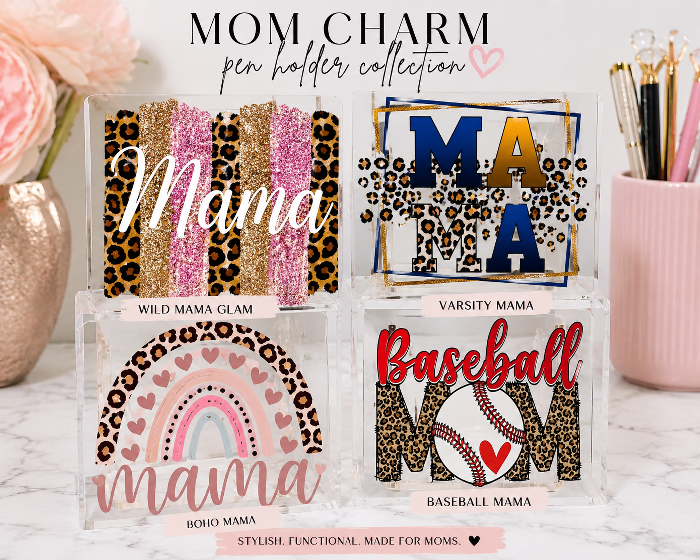 mom charm Mom Charm Acrylic Pen Holder - Image 1